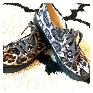 Superga leopard tennis shoes
